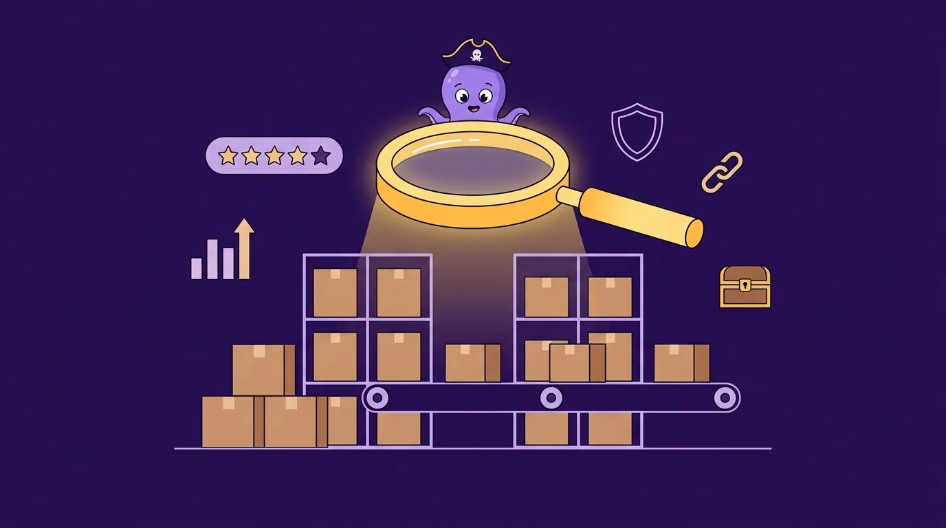 Amazon FBA due diligence checklist 2026: warehouse shelves with product boxes and a clipboard checklist in the foreground β illustration for online business acquisition